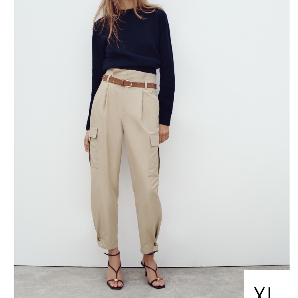 Paper bag waist cargo pants